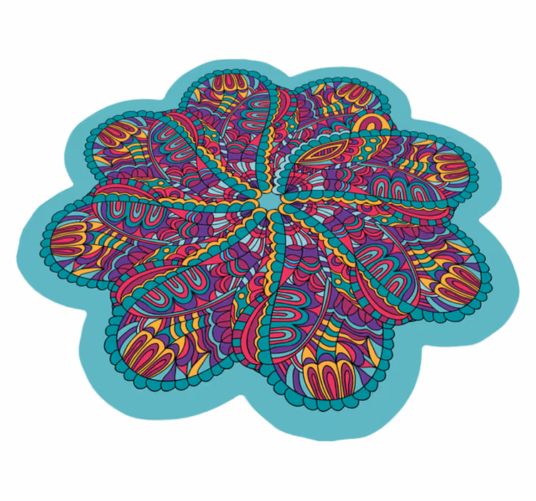 Levende farverigt motiv mandala vinyl tæppe - TenStickers