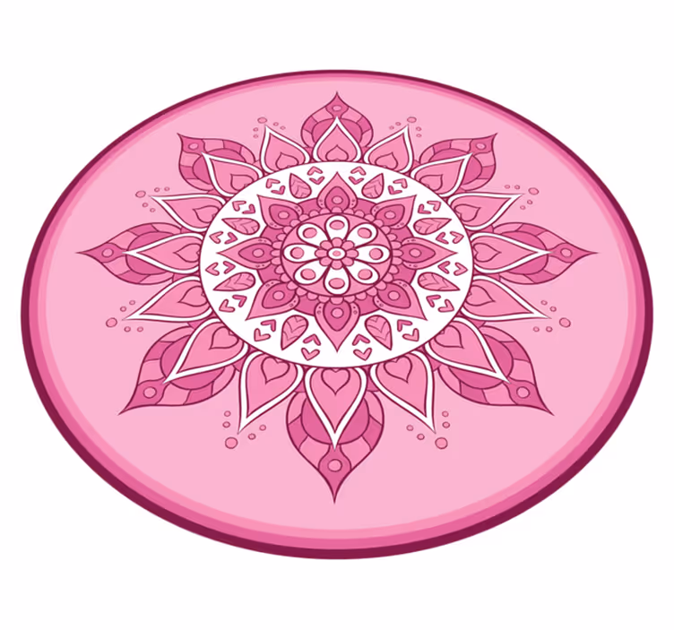 Lyserød blomstermeditation mandala vinyl tæppe - TenStickers
