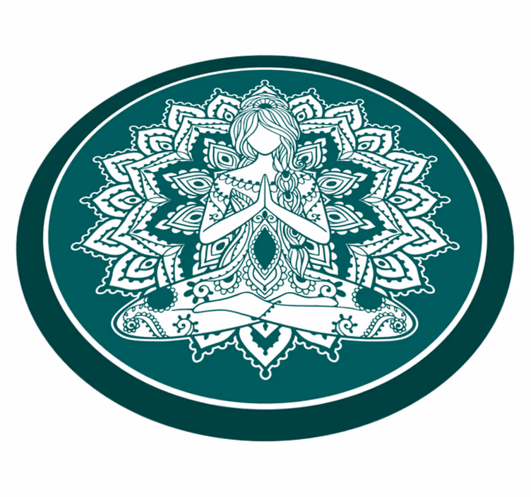 Mandala med mediterende kvinde mandala vinyl tæppe - TenStickers
