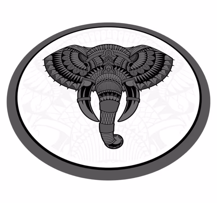 Elefant med mandala tekstur mandala vinyl tæppe - TenStickers