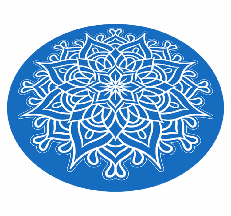 Indviklet blå komposition mandala vinyl tæppe - TenStickers