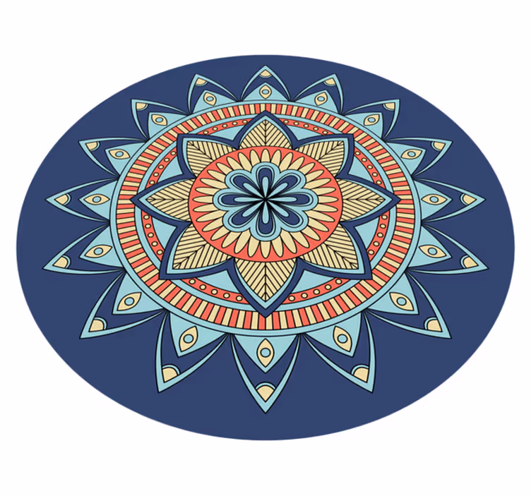 Blå, levende nuancer mandala vinyl tæppe - TenStickers