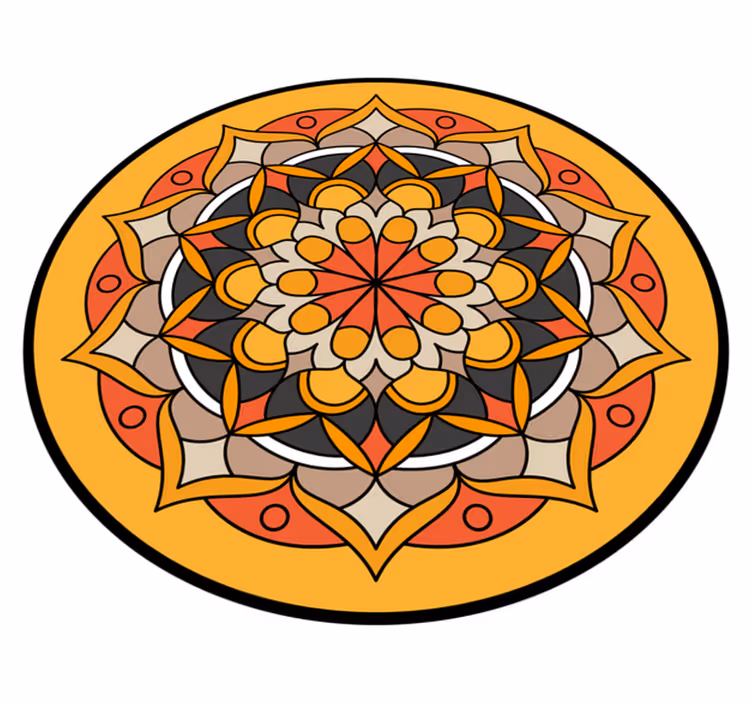 Levende mandala-element rundt vinyltæppe - TenStickers