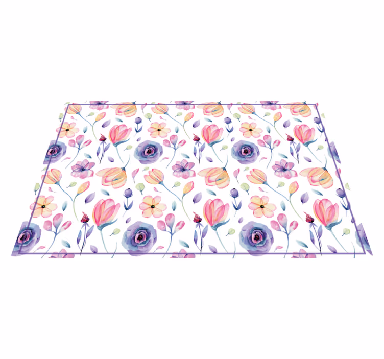 Blomster og planter vinyltæppe akvarelmønster - TenStickers