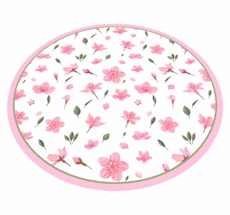 Blomster og planter vinyltæppe i blomstrende pink - TenStickers