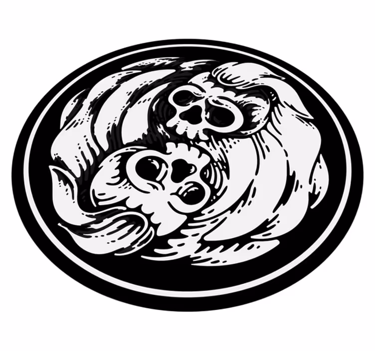 Sort og hvidt yin yang stuetæppe - TenStickers