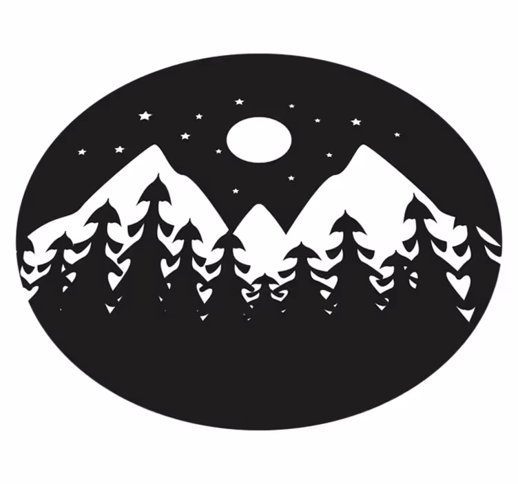 Bjerg silhuet scene natur vinyl tæppe - TenStickers