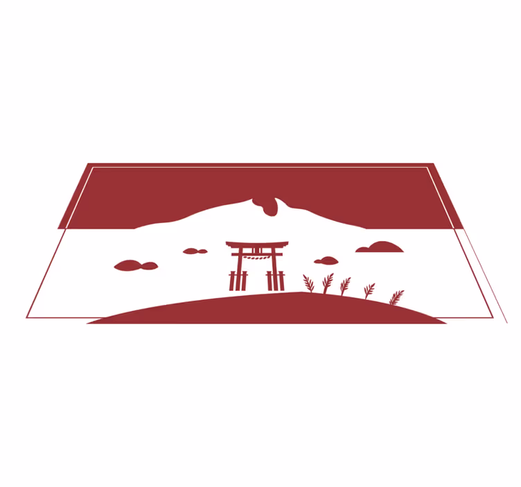 Japansk landskab verdenskort vinyl tæppe - TenStickers