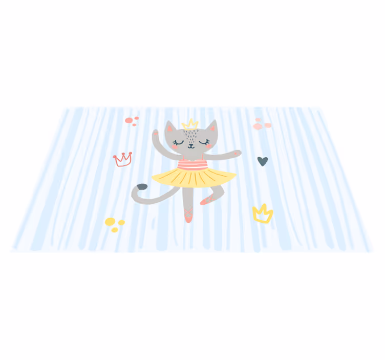 Dansende kat illustration tæppe til børneværelse - TenStickers