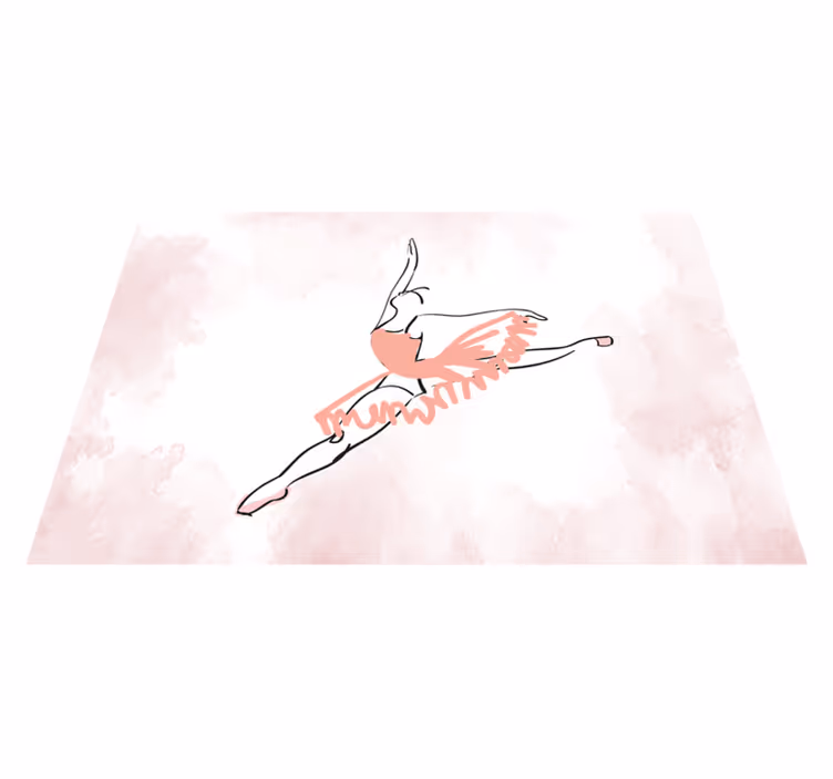 Ballerina dance line art børn vinyl tæppe - TenStickers