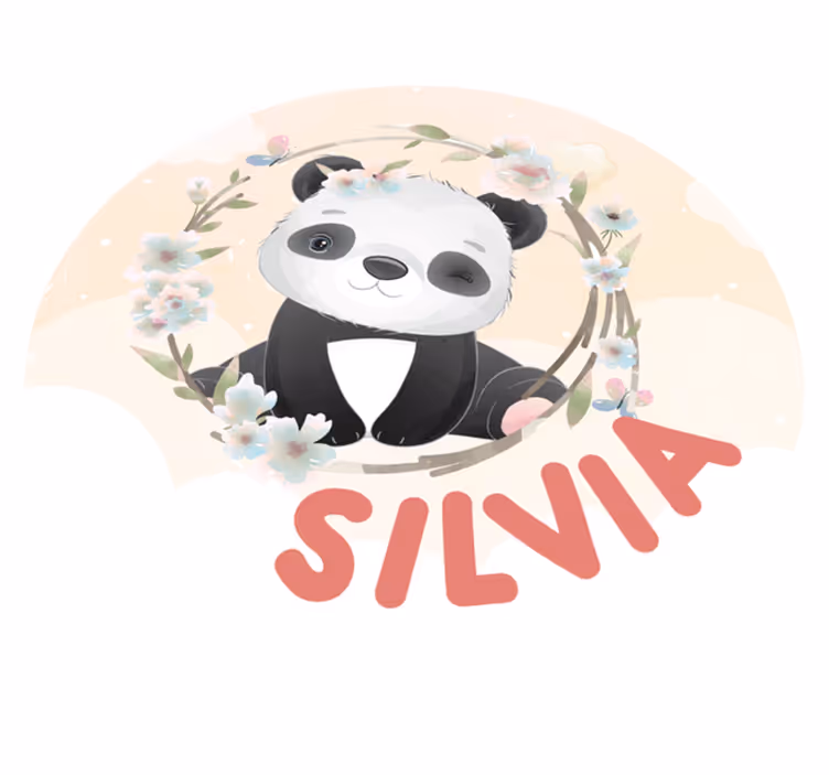 Vinyl tæppe med navn sød panda kunst - TenStickers