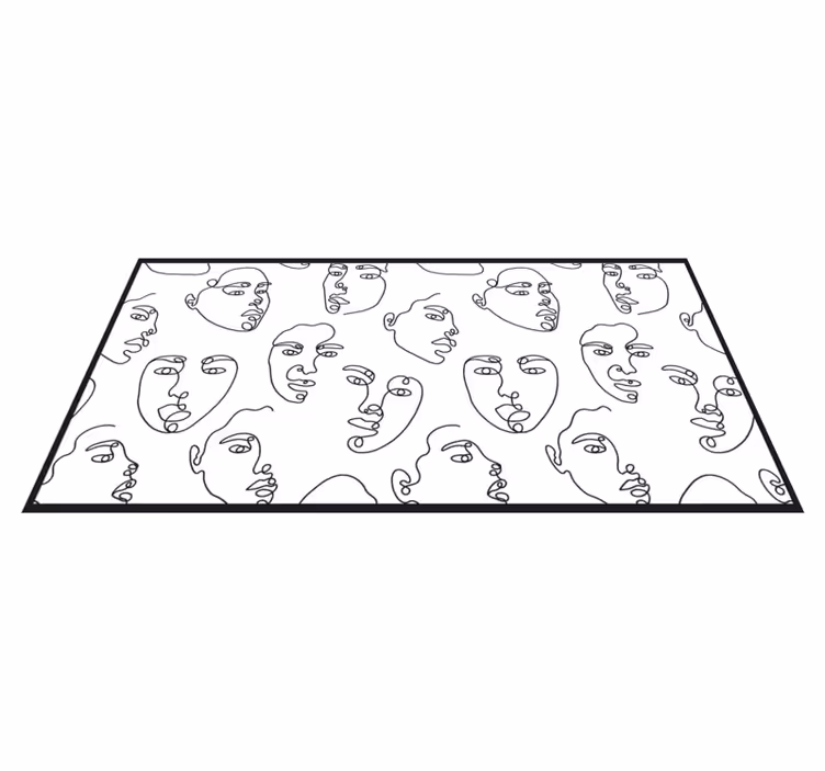 Line art ansigter mosaik vinyl tæppe - TenStickers