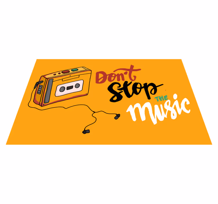 Retro kassettetema vinyl tæppe med sætninger - TenStickers