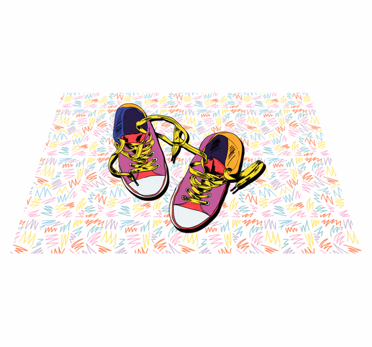 Farverigt sneakermønster vinyl tæppe til teenagere - TenStickers