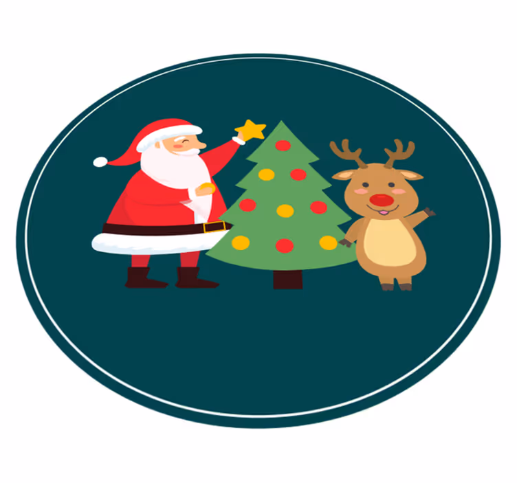 Festlig julemandsscene jule vinyltæppe - TenStickers