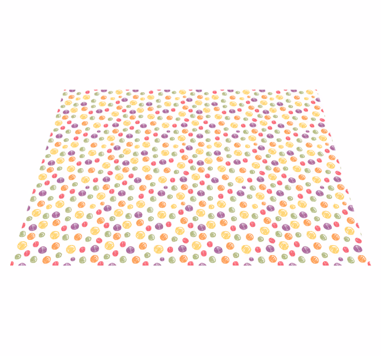 Håndtegnede farverige polka dots vinyl tæppe - TenStickers