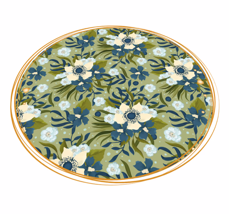 Rundt blomstrende motiv Blomster og planter vinyltæppe - TenStickers