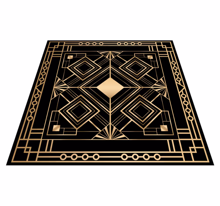 Mosaik vinyl tæppe geometrisk guldmønster - TenStickers