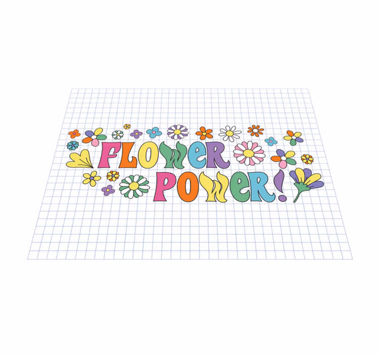 Flower power slogan vintage tæppe - TenStickers