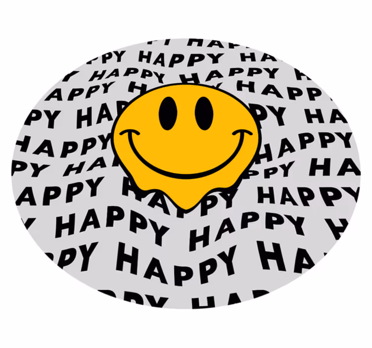 Stort smiley happy face vintage tæppe - TenStickers