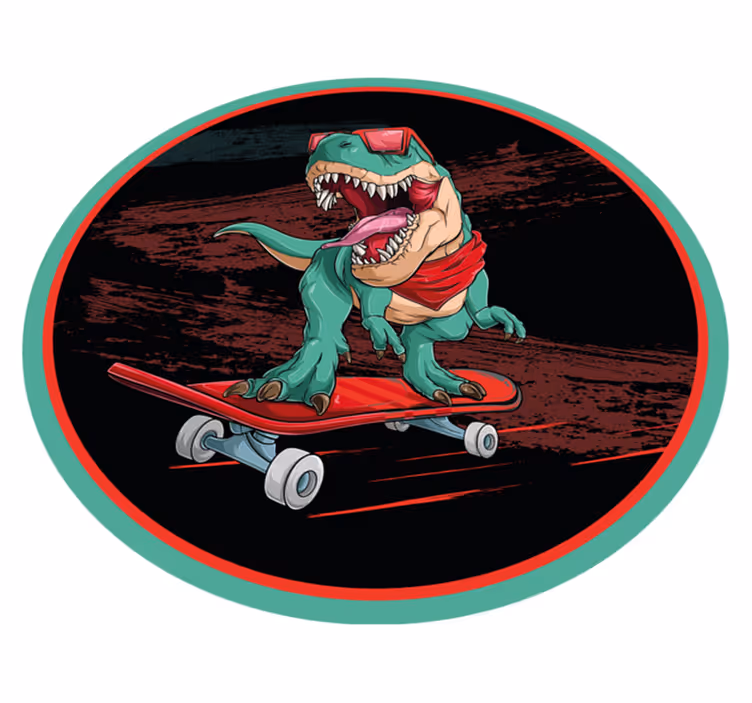 Sej skateboard-dinosaur vinyl tæppe til teenagere - TenStickers