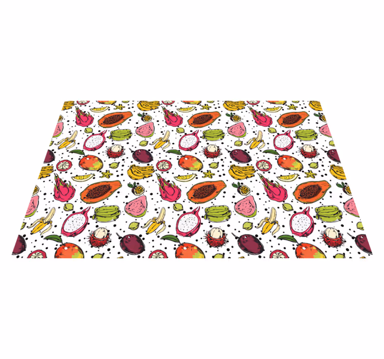 Tropisk frugt mønster Blomster og planter vinyltæppe - TenStickers