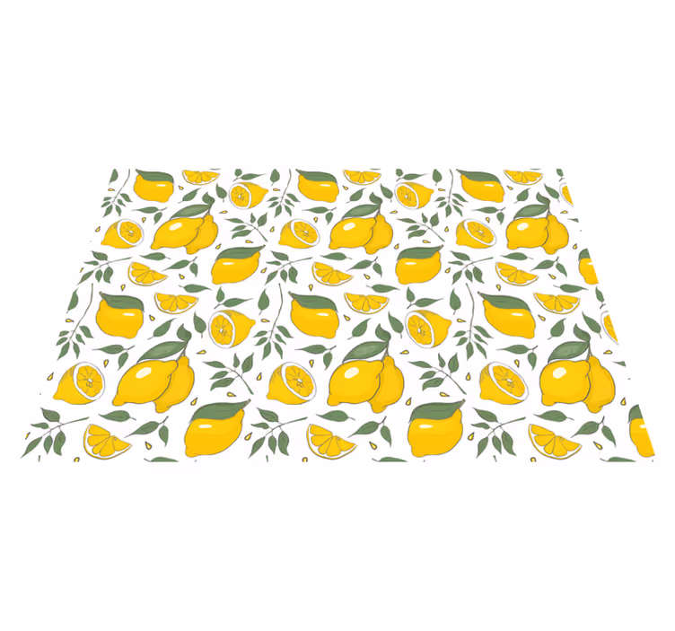 Citroner og blomster tropiske køkken gulvfliser - TenStickers
