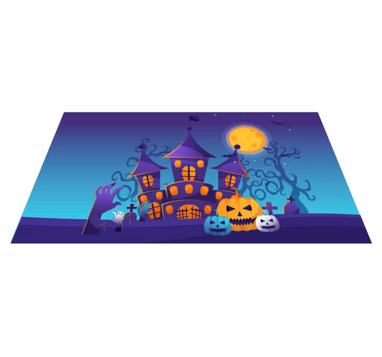 Hjemsøgt slotsscene vinyltæpper til halloween - TenStickers