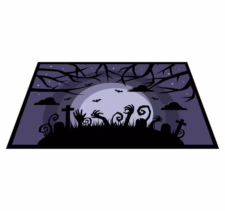 Uhyggelig kirkegård med månen halloween tæpper - TenStickers
