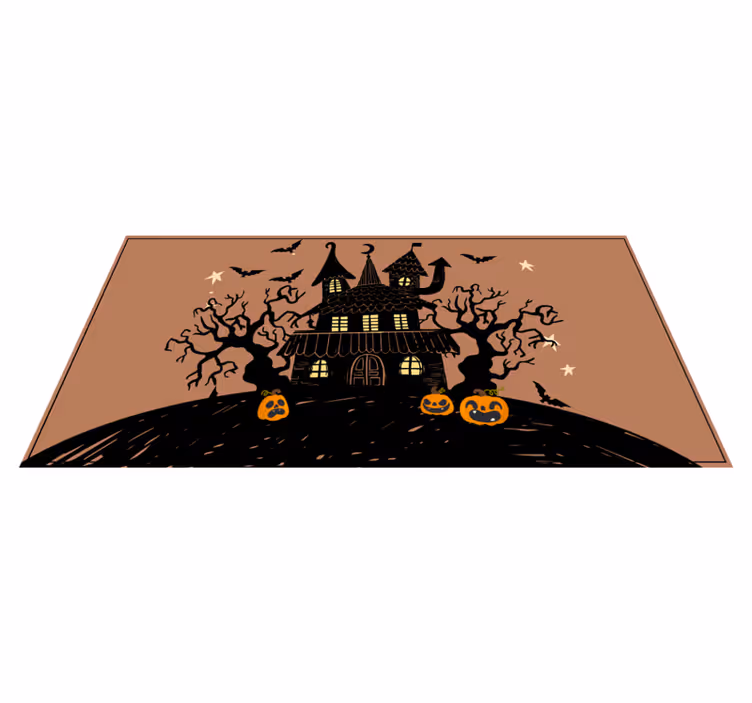 Hjemsøgt hus-scene vinyltæpper til halloween - TenStickers