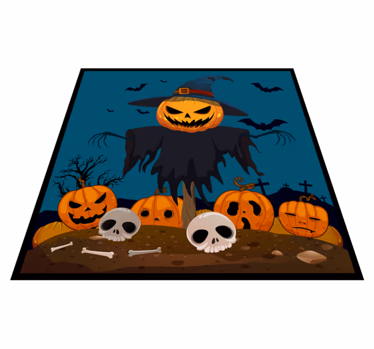 Hjemsøgende græskarscene vinyltæpper til halloween - TenStickers