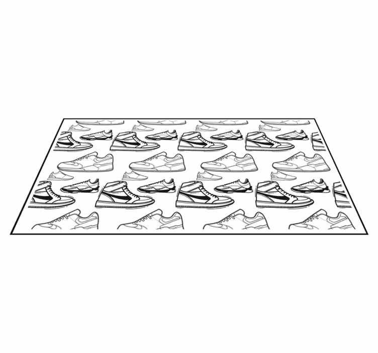 Sort og hvidt sneakers mønster vintage tæppe - TenStickers