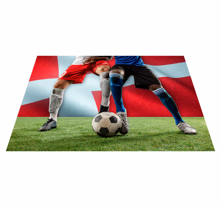 Dansk fodboldspiller, der tackler vintage tæppe - TenStickers