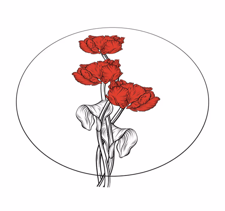 Rødt blomsterarrangement vinyl tæppe til badeværelset - TenStickers