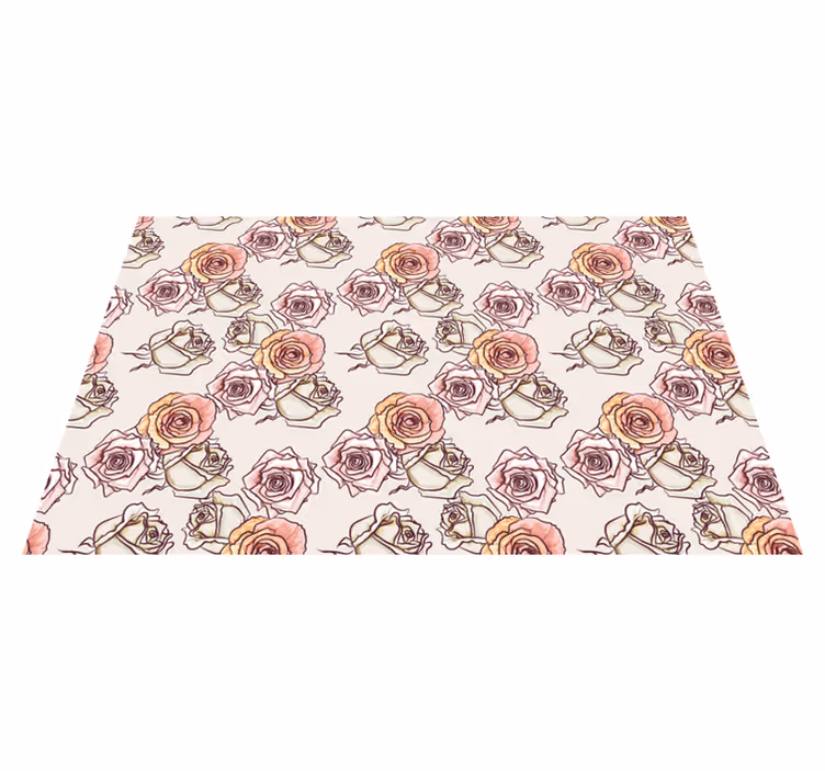 Botanisk rose motiv Blomster og planter vinyltæppe - TenStickers