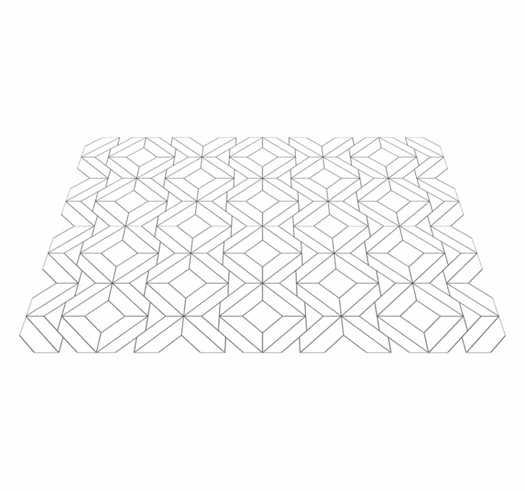 Hvidt japandi geometrisk mønster vinyl tæppe - TenStickers
