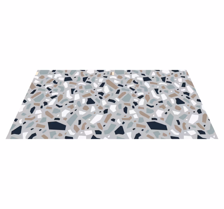 Fragmenteret grå terrazzo vinyl tæppe med steneffekt - TenStickers