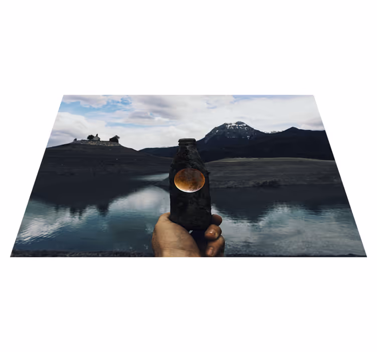 Flaske måneudsigt natur vinyl tæppe - TenStickers