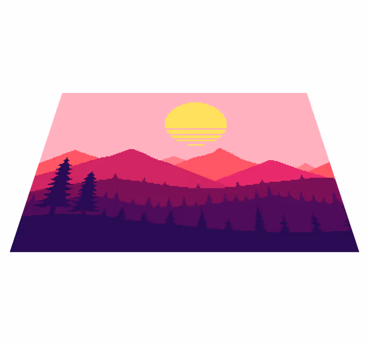 Solnedgang bjergudsigt natur vinyl tæppe - TenStickers