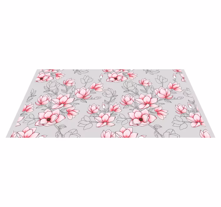 Lyserøde blomstermønster Blomster og planter vinyltæppe - TenStickers