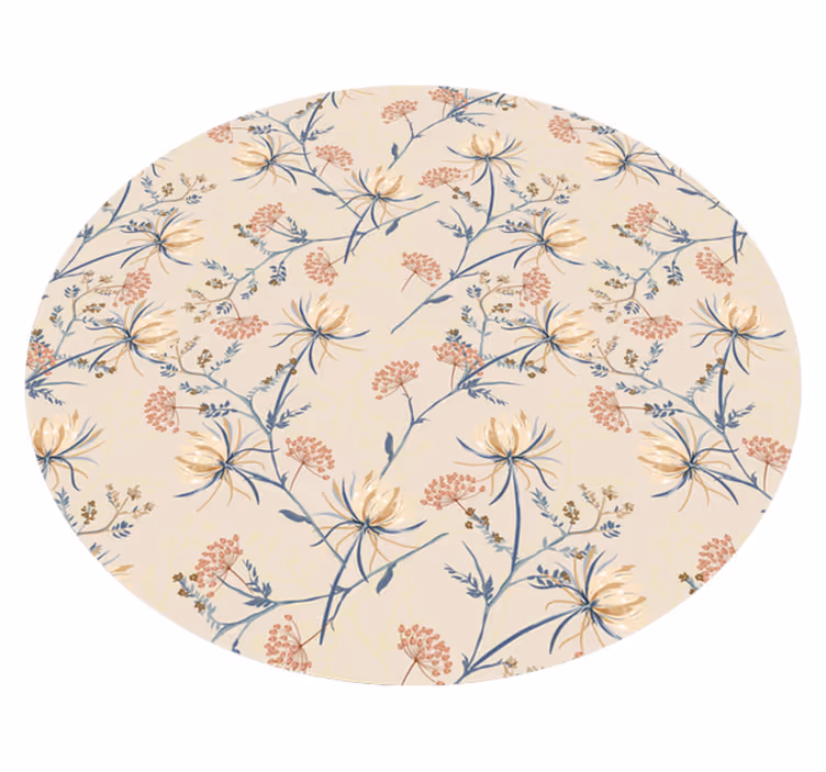 Botanisk blomstringsoverflade Blomster og planter vinyltæppe - TenStickers