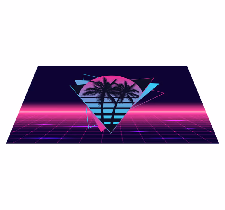 Retro neon palmer vintage vinyl tæppe - TenStickers