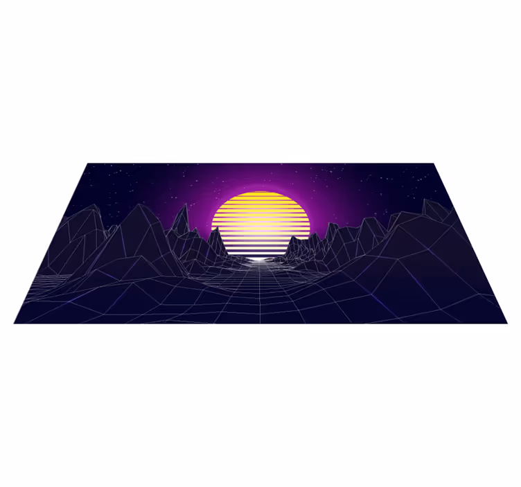 Retro futuristisk landskab moderne vinyl tæppe - TenStickers
