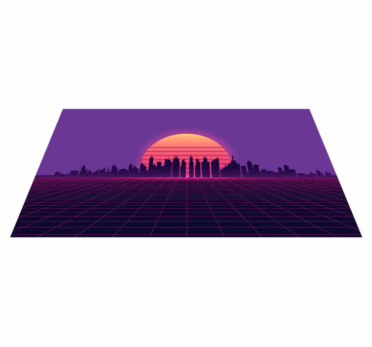 Retro solnedgang gitter moderne vinyl tæppe - TenStickers