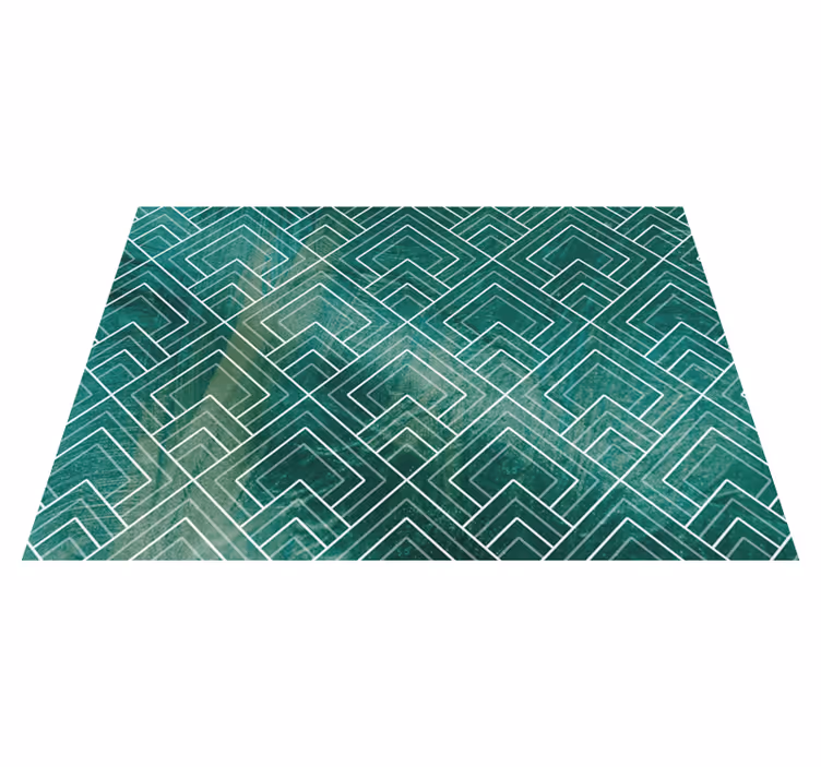 Geometrisk grøn chevron vinyl tæppe med fliseeffekt - TenStickers