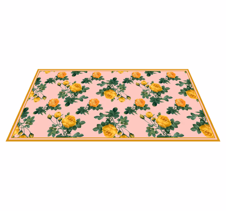 Gul rose botanisk Blomster og planter vinyltæppe - TenStickers