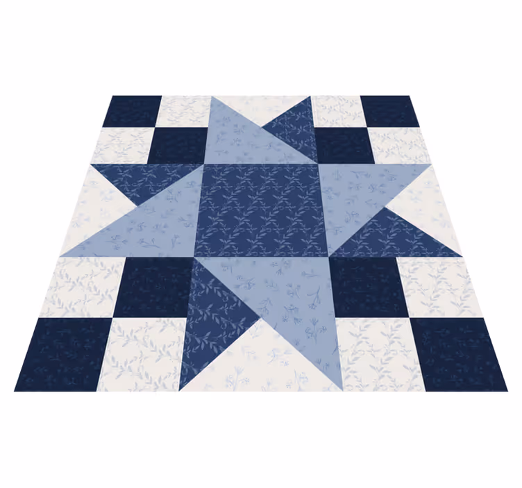 Patchwork blå stjernetrekant geometriske tæpper - TenStickers