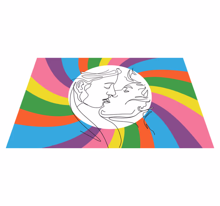 Farverig kys silhuet vinyl tæppe - TenStickers
