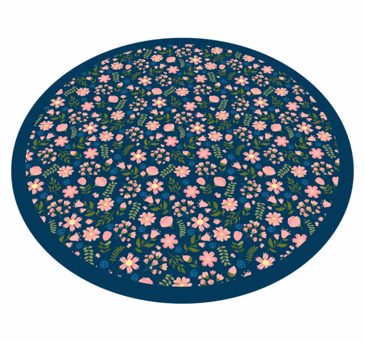 Cirkulært blomstermønster plante vinyl gulvtæpper - TenStickers