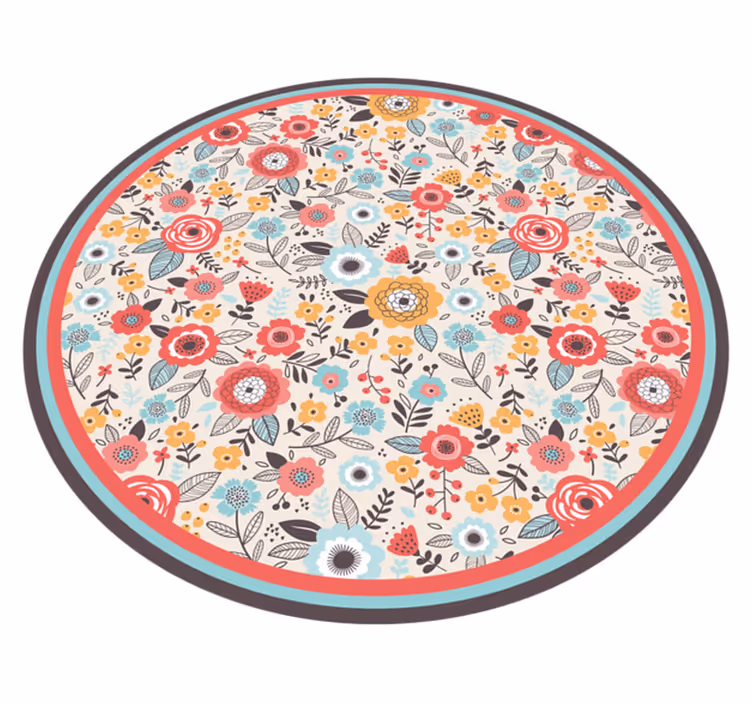 Cirkulært blomsterdesign plante vinyl gulvtæpper - TenStickers